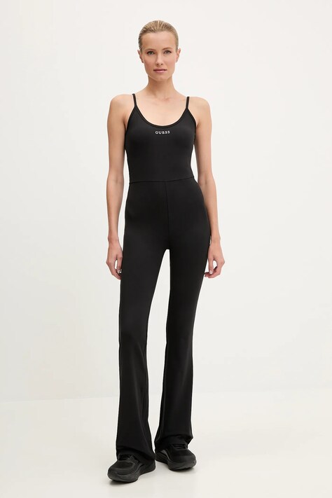Guess salopeta MARGOT culoarea negru, cu decolteu rotund, V5RD06 KCD02