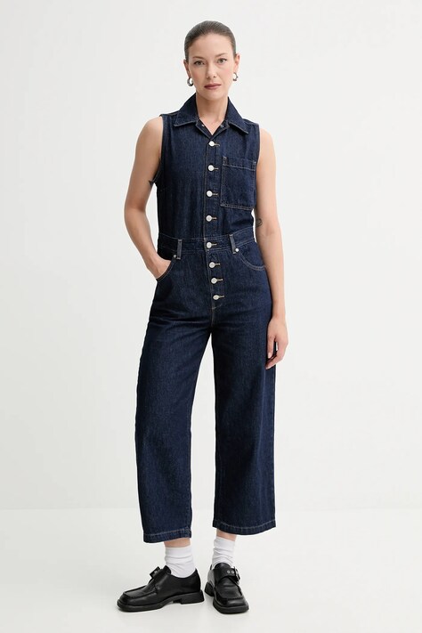 Levi's kombinezon kolor granatowy bawełniany z kołnierzykiemm A4850