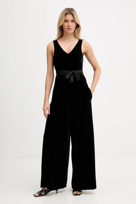 Комбинезон из велюра Armani Exchange цвет чёрный острое декольте XW000976 AF16147