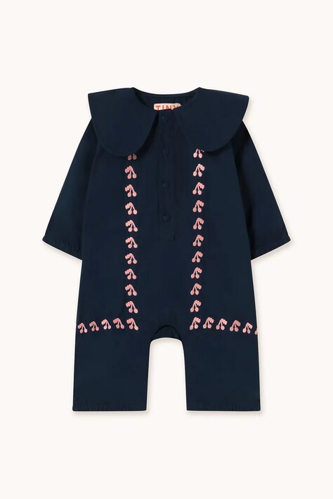 Tinycottons kombinezon niemowlęcy MINI CHERRIES ONE-PIECE kolor granatowy bawełniany AW25-408
