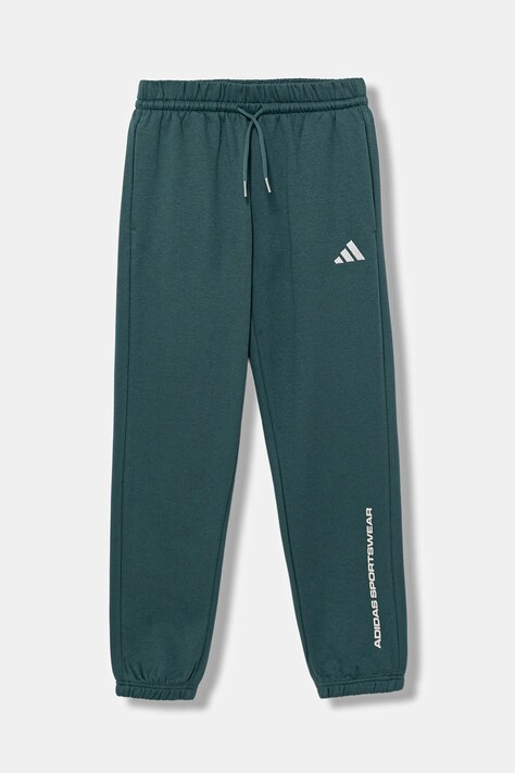 Dětské tepláky adidas zelená barva, s potiskem, KC2777