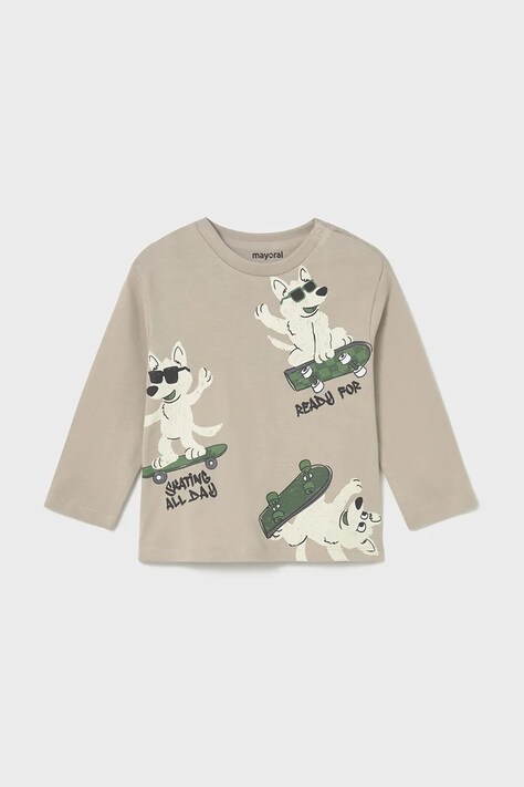 Mayoral longsleeve bawełniany dziecięcy kolor beżowy wzorzysty 2061