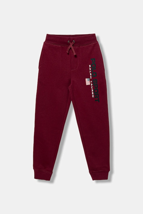 Polo Ralph Lauren spodnie dresowe dziecięce kolor bordowy z nadrukiem 323962123009