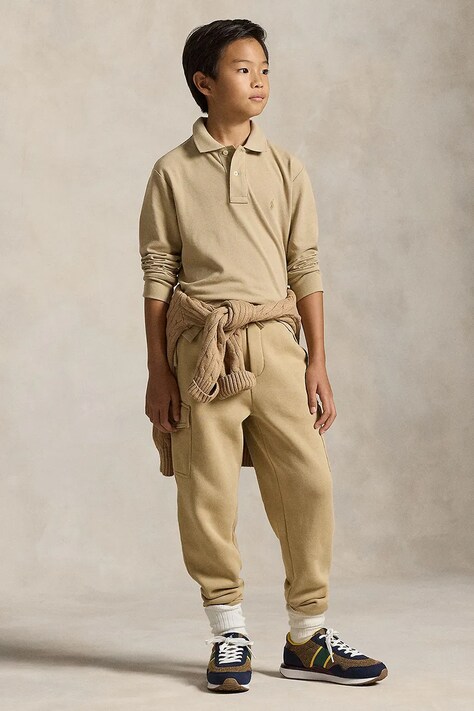 Polo Ralph Lauren pantaloni de trening pentru copii culoarea bej, uni, 323892354017