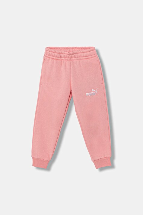 Puma spodnie dresowe dziecięce ESS No. 1 Logo Sweatpants FL PS kolor różowy z nadrukiem 684933
