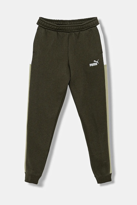 Puma spodnie dresowe dziecięce ESS BLOCK Sweatpants FL B kolor zielony wzorzyste 690782
