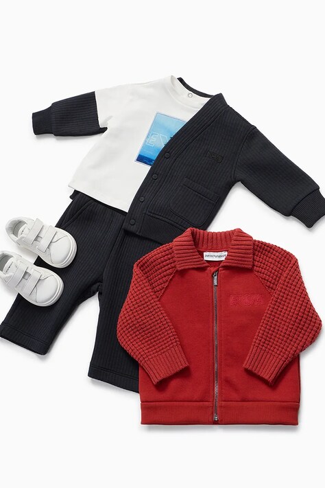 Dječji donji dio trenirke Emporio Armani boja: tamno plava, bez uzorka, EB000475 AF16392