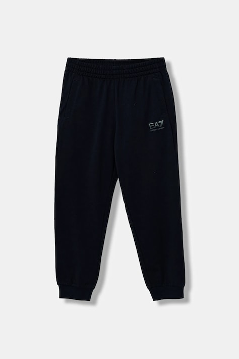 EA7 Emporio Armani gyerek pamut melegítőnadrág sötétkék, nyomott mintás, 7B000172 AF13512