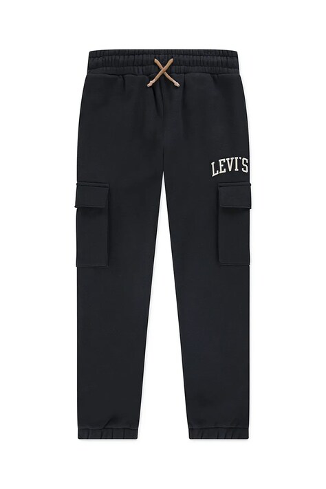 Levi's spodnie dresowe dziecięce CARGO JOGGER kolor czarny z nadrukiem 8EN651