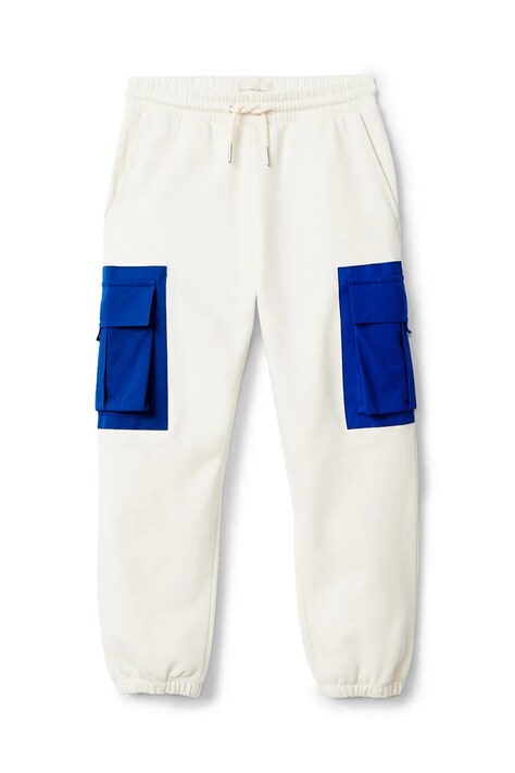 Calvin Klein Jeans spodnie dresowe bawełniane dziecięce kolor beżowy gładkie IB0IB02572