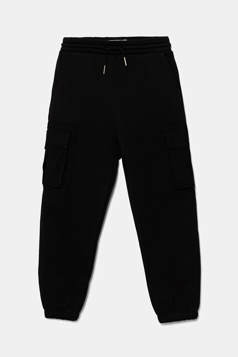 Calvin Klein Jeans pantaloni de trening din bumbac pentru copii culoarea negru, uni, IB0IB02572