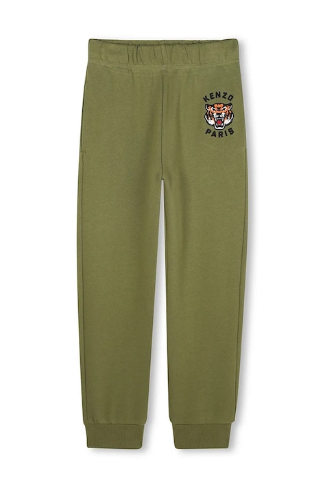 Kenzo Kids pantaloni tuta in cotone bambino/a colore verde con applicazione K61455
