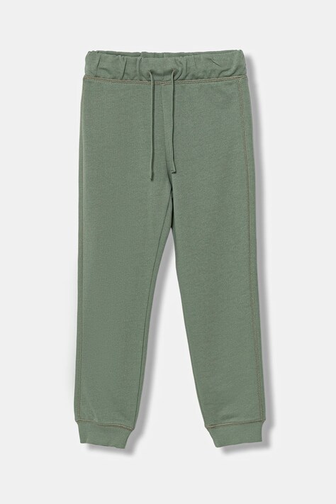 United Colors of Benetton pantaloni de trening din bumbac pentru copii culoarea verde, cu imprimeu, 3J68CF058