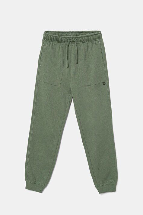 United Colors of Benetton pantaloni de trening din bumbac pentru copii culoarea verde, uni, 3NBMCF06N