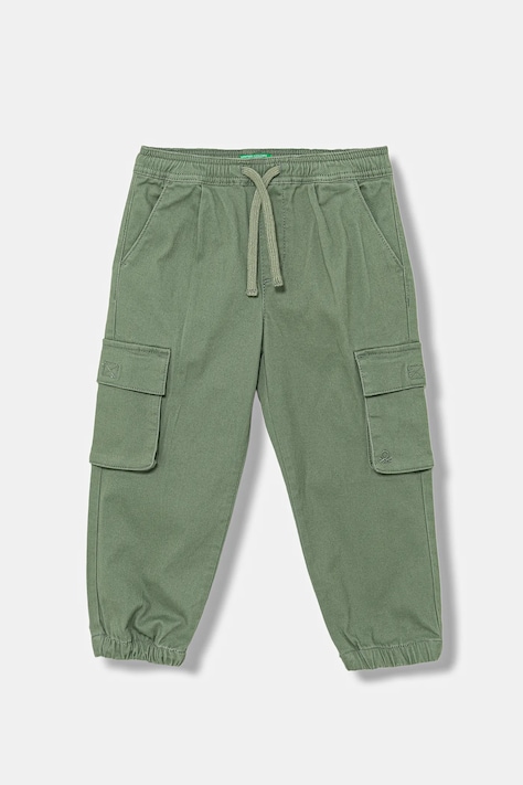 Дитячі штани United Colors of Benetton колір зелений однотонні 4HM6GF01Z