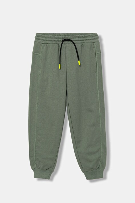 United Colors of Benetton pantaloni de trening din bumbac pentru copii culoarea verde, cu imprimeu, 33NVCF06D