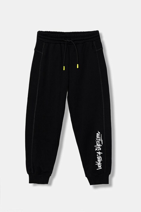 Dětské bavlněné tepláky United Colors of Benetton černá barva, s potiskem, 33NVCF06D