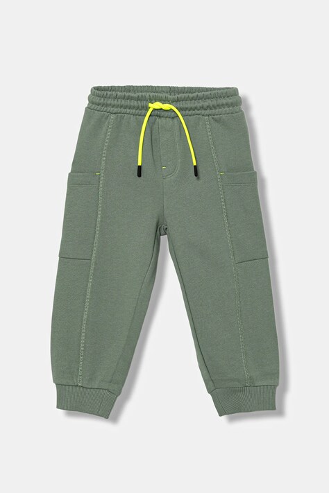 United Colors of Benetton pantaloni de trening din bumbac pentru copii culoarea verde, uni, 33NVGF052