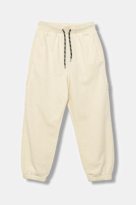 United Colors of Benetton pantaloni de trening din bumbac pentru copii culoarea bej, uni, 3J68CF06L