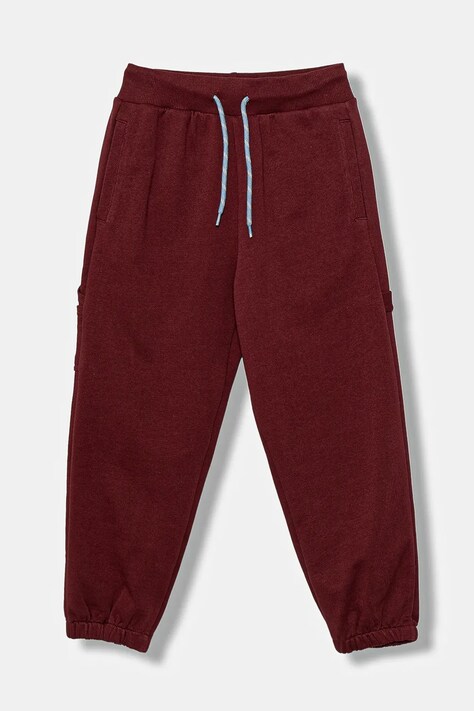 United Colors of Benetton pantaloni de trening din bumbac pentru copii culoarea bordo, uni, 3J68CF06L