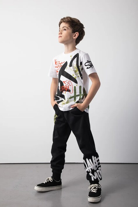 Coccodrillo spodnie dresowe dziecięce kolor czarny gładkie SPORTS BOY JUNIOR