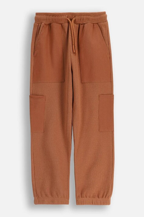 Coccodrillo pantaloni de bumbac pentru copii culoarea maro, uni, YETI BOY KIDS