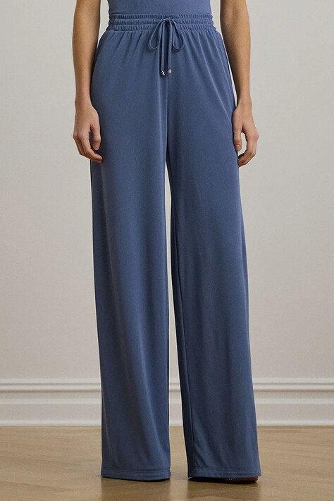 Lauren Ralph Lauren spodnie damskie kolor niebieski szerokie high waist 200971075