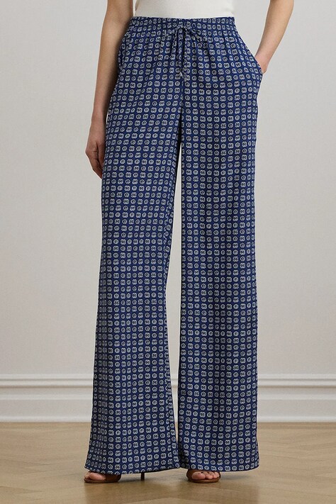 Lauren Ralph Lauren spodnie damskie kolor granatowy szerokie high waist 200970744