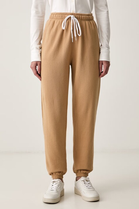 Polo Ralph Lauren spodnie dresowe damskie z bawełną brązowe 211971694