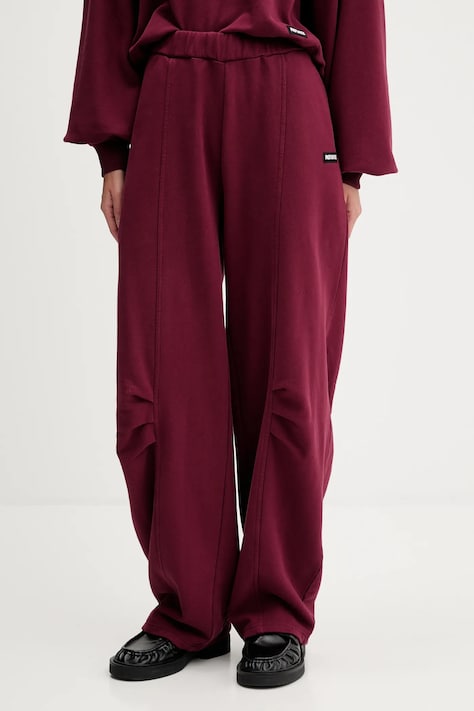 Rotate pantaloni de trening din bumbac culoarea bordo, uni, 1143882734