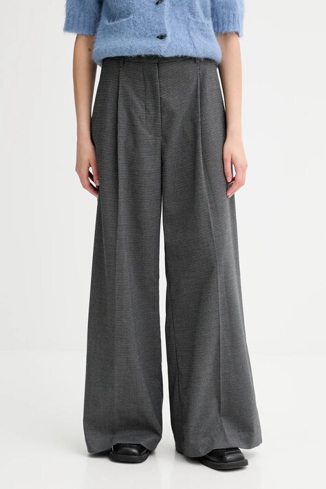 MUNTHE spodnie LUPON damskie kolor szary szerokie high waist 253142525309