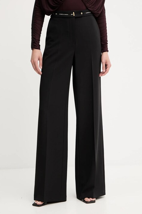 Elisabetta Franchi pantaloni culoarea negru, lat, high waist, PA10356E2