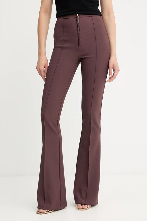 Elisabetta Franchi pantaloni culoarea bordo, evazați, high waist, PA12256E2