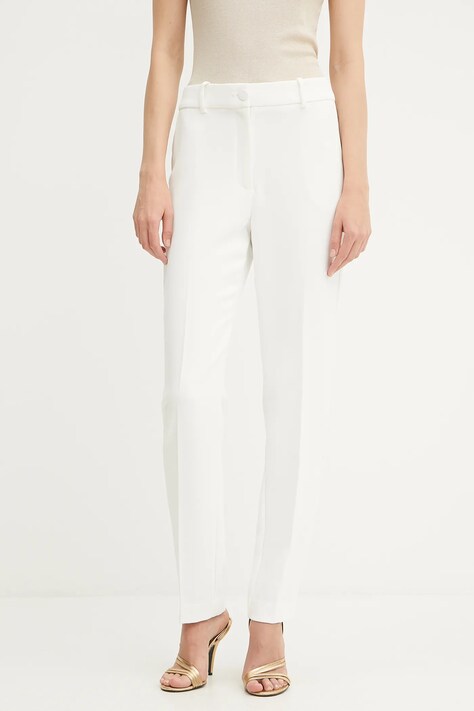 Morgan pantaloni culoarea alb, drept, high waist, PVAPLO