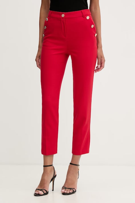 Morgan nohavice slim fit dámske červené high waist PKY.F