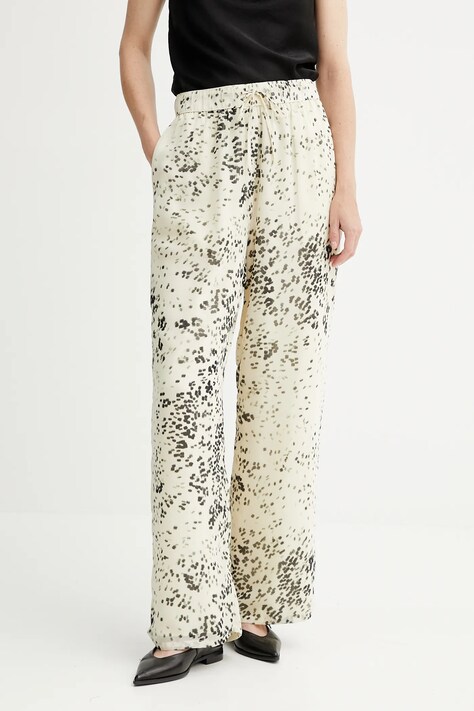 Calvin Klein spodnie damskie kolor beżowy proste high waist LV044B913G