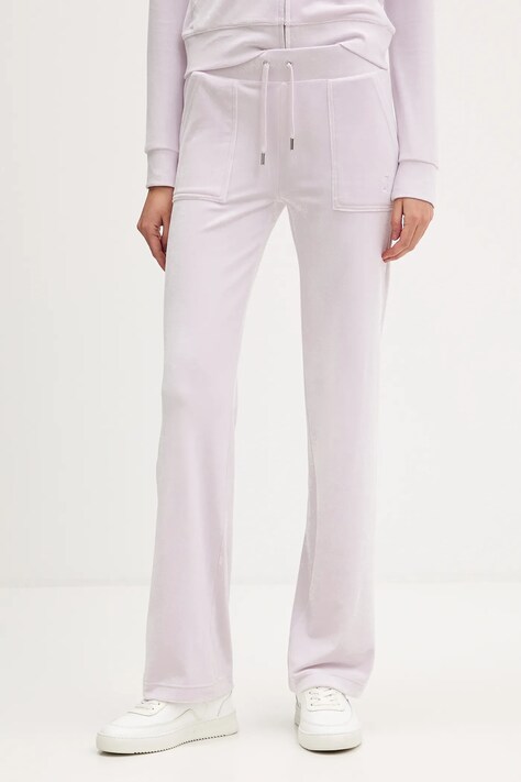 Juicy Couture spodnie dresowe DEL RAY POCKETED PANT damskie kolor fioletowy gładkie JCAP180