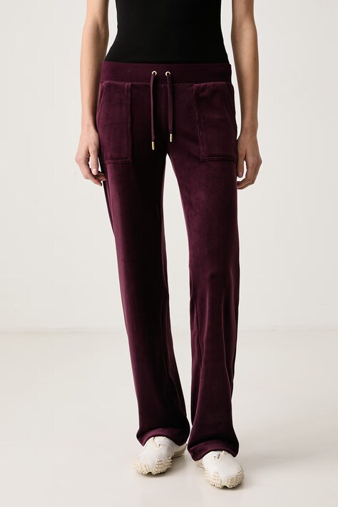 Juicy Couture Donji dio trenirke za žene DEL RAY POCKETED PANT bordo spušteni struk JCAP180G