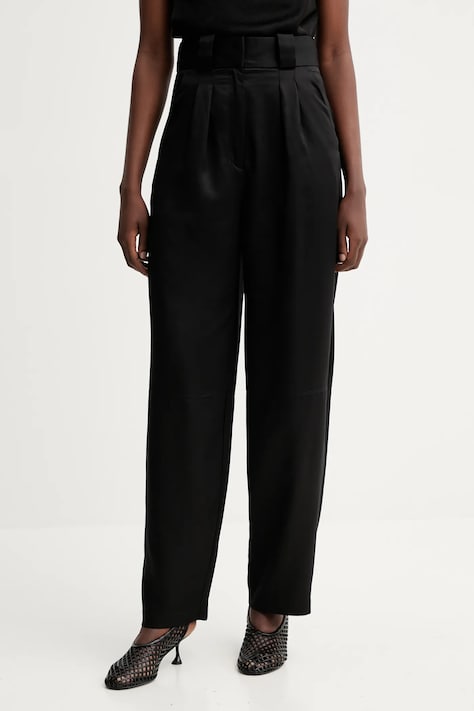 IRO pantaloni culoarea negru, lat, high waist, WP23DANNY