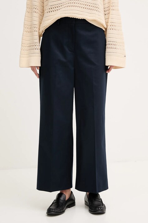 Tommy Hilfiger spodnie damskie kolor granatowy szerokie high waist WW0WW45791
