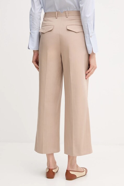 Tommy Hilfiger spodnie damskie kolor beżowy szerokie high waist WW0WW45791