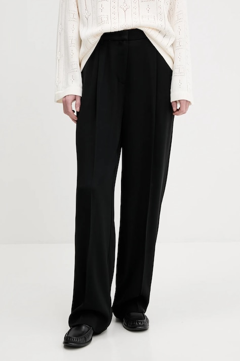 Tommy Hilfiger pantaloni culoarea negru, drept, high waist, WW0WW46749