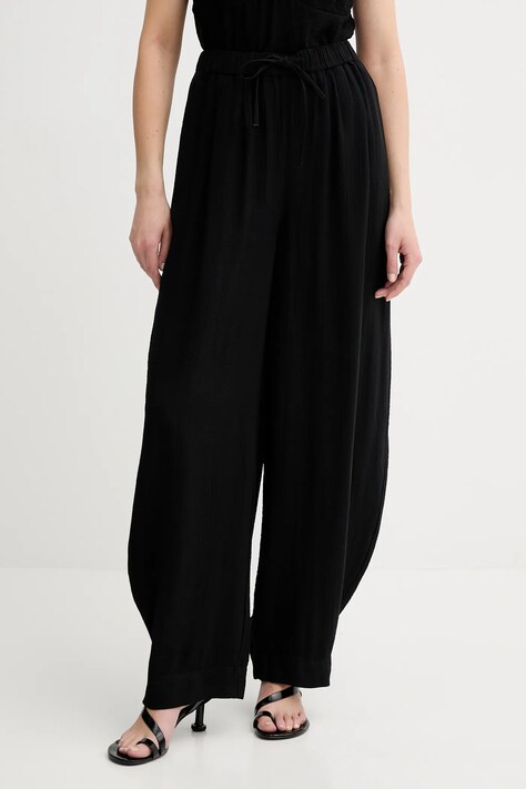 Gestuz spodnie damskie kolor czarny szerokie high waist 10910440