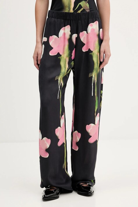 Stine Goya spodnie 0 damskie kolor czarny szerokie high waist SG-AW25-P009-2263