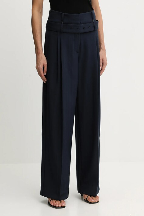 Stine Goya spodnie 0 damskie kolor granatowy szerokie high waist SG-AW25-P113-2435