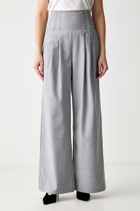 Karl Lagerfeld nohavice wide leg dámske s prímesou vlny sivé high waist A3W10100