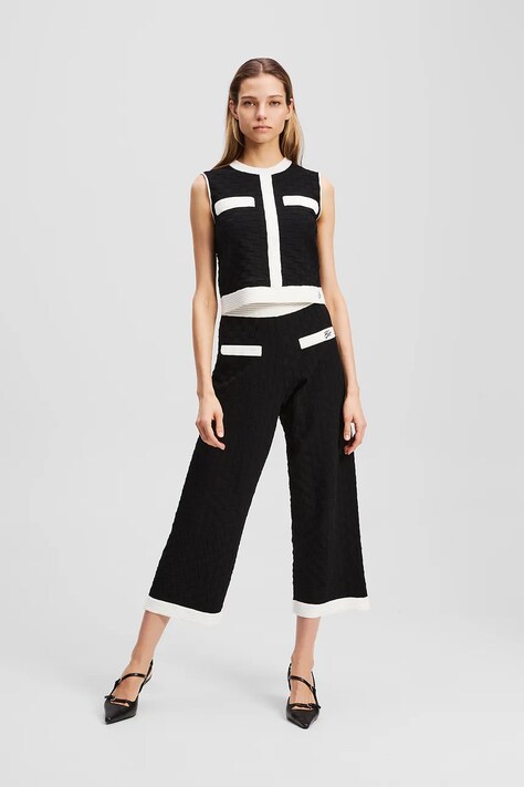 Karl Lagerfeld spodnie damskie kolor czarny proste high waist A3W10103