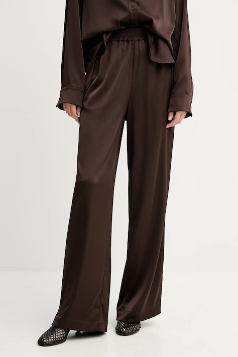 Kalhoty Gestuz dámské, hnědá barva, high waist, 10910262