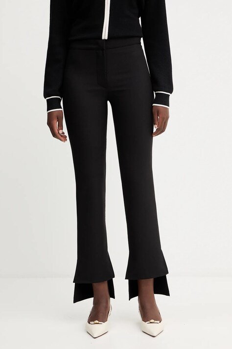 Simona Corsellini spodnie damskie kolor czarny proste medium waist A25CPPA00701
