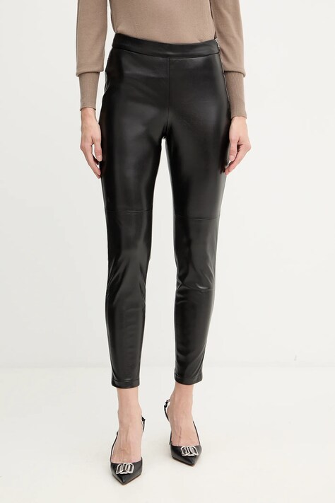 BOSS Orange pantaloni culoarea negru, mulată, high waist, 50551469